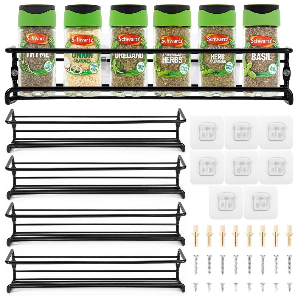 Spice Rack Organiser 1-6 Tiers Wall Mounted